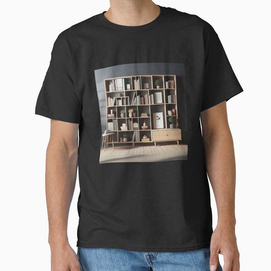 Bookshelf Minimalism Art Style Classic T-Shirt