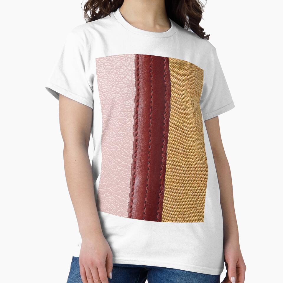 Fabric and Leather - Pink, Red, Golden Classic T-Shirt